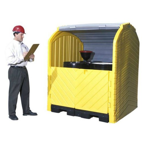 2-Drum Outdoor Drum Storage w/drain plug, 66 gallon capacity