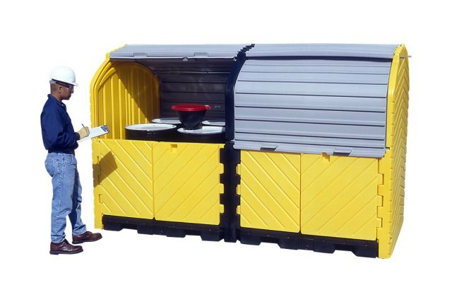 8-Drum Outdoor Drum Storage No Drain Plug, 75 gallon capacity