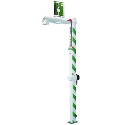 Freeze Protected Floor Mount Drench Shower, Stainless Steel Pipe, 240V - Emergency Showers & Eyewash