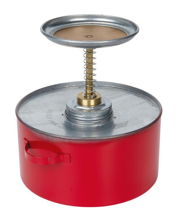 2-Quart Plunger Can, Red Steel. 8" Dia. x 8.5"H - manufacturer product image 1