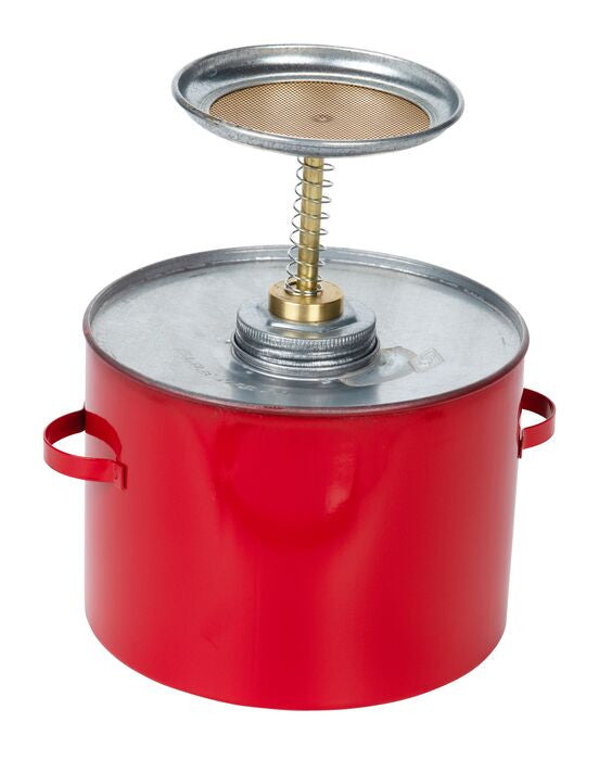 4-Quart Plunger Can, Red Steel. 8" Dia. x 10.75"H - manufacturer product image 1
