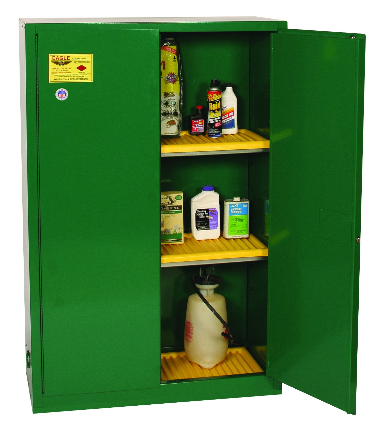 45-Gal Pesticide Green Safety Cabinet, Manual Close - manufacturer product image 2