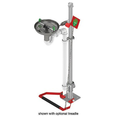 Pedestal Mount Eye Wash - Open Stainless Steel Bowl, Stainless Pipe - Emergency Showers & Eyewash