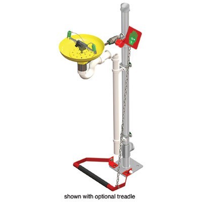 Pedestal Mount Eye Wash - Open ABS Bowl, Galvanized Pipe - Emergency Showers & Eyewash