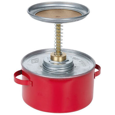 1-Quart Plunger Can, Red Steel. 8.25" Dia. x 8"H - Safety Cans