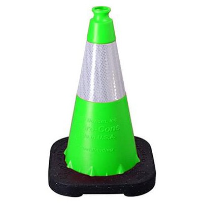 18" Traffic Cone, 3lb, Green Polyethylene - Traffic Safety Supplies