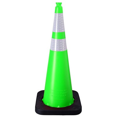 36" Traffic Cone, 12lb, Green Polyethylene - Traffic Safety Supplies