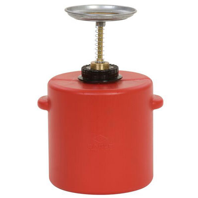 4-Quart Plunger Can, Red Poly. 7.75" Dia. x 13"H - Safety Cans