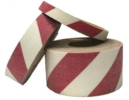 6" Red/White Hazard Non-Slip Tape CASE, 6 inch x 60 feet - Safety Products