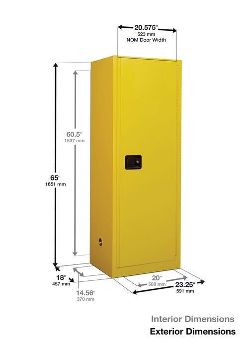 24-Gal Manual Door Yellow Flammables Cabinet - manufacturer product image 3