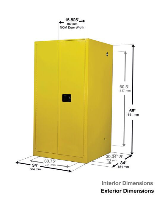 60-Gal Manual 1-Door Yellow Flammables Cabinet - manufacturer product image 3
