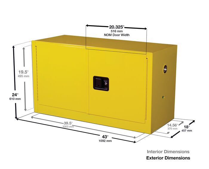 15-Gal Stackable Self-Closing Yellow Fire Cabinet - manufacturer product image 2