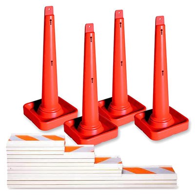42" Orange Safety Cone & Rail Truck Kit, hdpe polyethylene - Traffic Safety Supplies