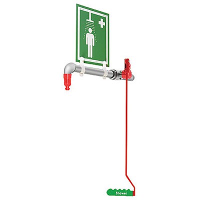 Ring Main Mount Drench Shower - Galvanized Pipe, stainless steel, 20 gal capacity - Emergency Showers & Eyewash