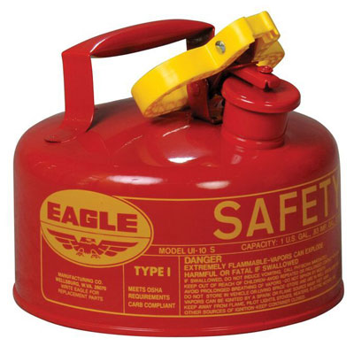 1-Gal Eagle Safety Gas Can for Flammables. NO Funnel, Red - Safety Cans