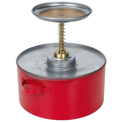 2-Quart Plunger Can, Red Steel. 8" Dia. x 8.5"H - Safety Cans