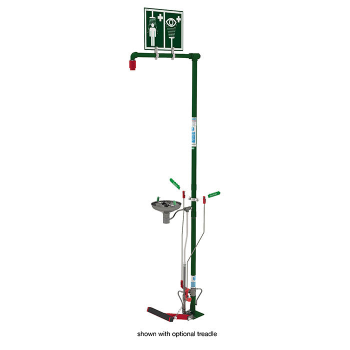 Floor Mount Self-Draining Shower/Eyewash - Galvanized Pipe, Open Stainless Bowl - manufacturer product image 1