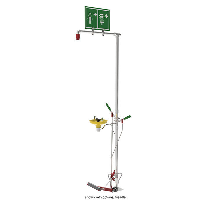 Floor Mount Self-Draining Shower/Eyewash - Stainless Steel Pipe, Open ABS Bowl - manufacturer product image 1