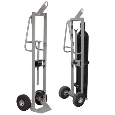 Single Gas Cylinder Hand Truck, 10.5in Pneumatic Wheels, Hoist Ring, steel - Gas Cylinder Storage