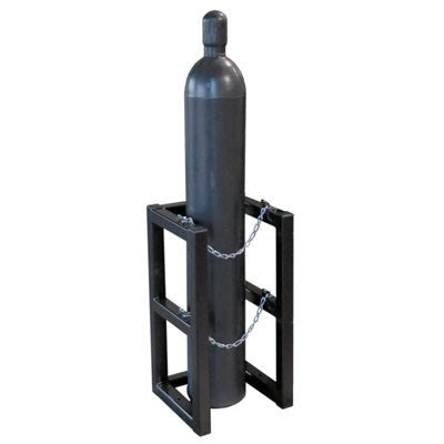 Single Gas Cylinder Rack, 1w x 1d, steel - Gas Cylinder Storage