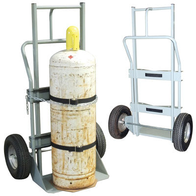 Single Cryogenic Cylinder Hand Truck, 16in Pneumatic Wheels, steel - Gas Cylinder Storage