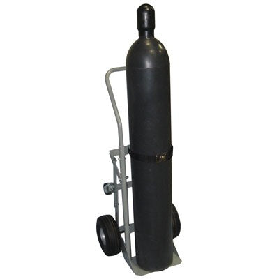 Single Gas Cylinder Hand Truck, 10in Flat-Free Wheels w Rear Casters, steel - Gas Cylinder Storage