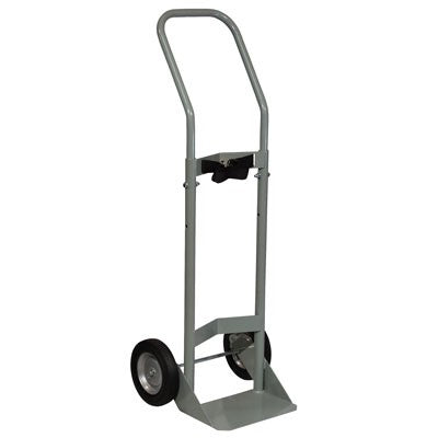 Single Gas Cylinder Hand Truck, 8in Semi-Pneumatic Wheels, steel - Gas Cylinder Storage