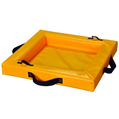 4 Inch Quick Deploy Berm 4ft x 4ft x 4in, yellow, 40 gallon capacity - Spill Containment Pallets