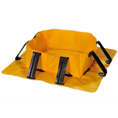 8 Inch Wall Berm with Snap-Up Supports 4ft x 4ft x 8in, yellow, 80 gallon capacity - Spill Containment Pallets