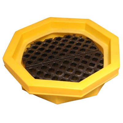 1-Drum Spill Tray w/Grate, Yellow, 32in Dia. - Spill Containment Trays