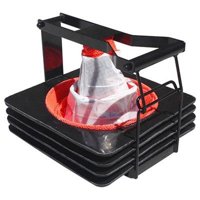 Four 28" Spring Traffic Cones & Tote, and, with reflective collars - Traffic Safety Supplies