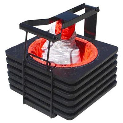 Six 28" Spring Traffic Cones & Tote, and, with reflective collars - Traffic Safety Supplies