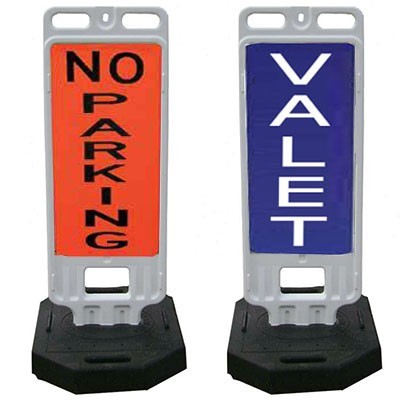 Step-N-Lock Vertical Panel Barricade Message on 12x24" sheeting, 43lb rubber base, polyethylene