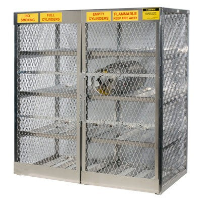 Storage Locker Cabinet, 16 Horizontal LPG Cylinders, aluminum, 8 gal capacity