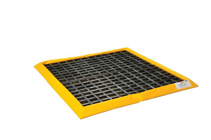 4-Drum Inline Flexible Spill Pallet, w/Grates - manufacturer product image 1