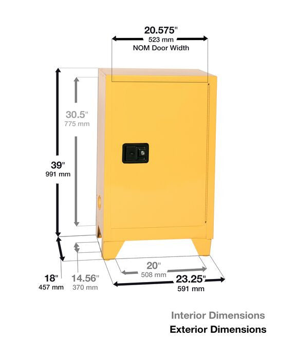 12-Gal. Self-Closing Yellow Fire Cabinet w/ Legs - manufacturer product image 2
