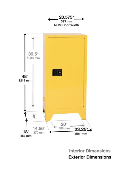 16-Gal. Manual Close Yellow Fire Cabinet w/ Legs - manufacturer product image 2