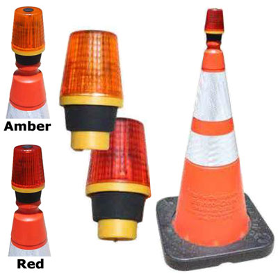 Poly & Spring Traffic Cones Amber LED Light - Traffic Safety Supplies
