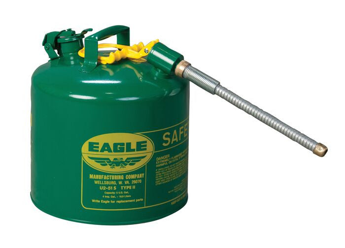 5 Gallon Type II Safety Can - 5/8" Spout, Green - manufacturer product image 1