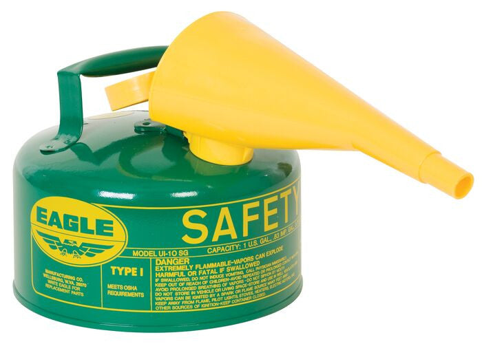 1-Gal Combustibles Safety Can WITH Funnel, Green - manufacturer product image 1