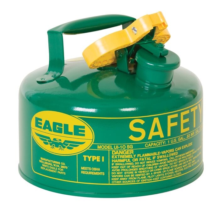 1-Gal Combustibles Safety Can NO Funnel, Green - manufacturer product image 1
