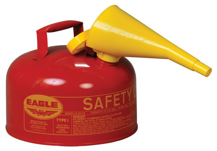 2-Gal Eagle Safety Gas Can for Flammables WITH Funnel, Red - manufacturer product image 1