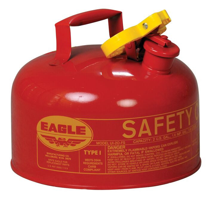 2-Gal Eagle Safety Gas Can for Flammables. NO Funnel, Red - manufacturer product image 1