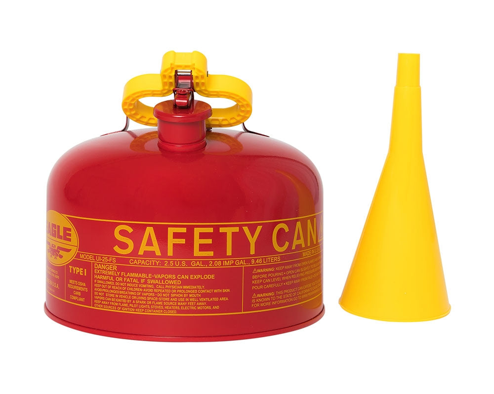 2.5-Gal Eagle Safety Gas Can for Flammables WITH Funnel, Red - manufacturer product image 3