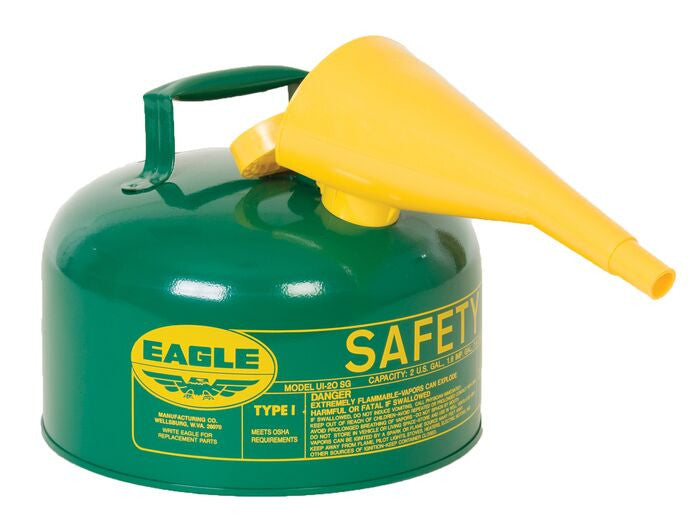 2.5-Gal Combustibles Safety Can WITH Funnel, Green - manufacturer product image 1
