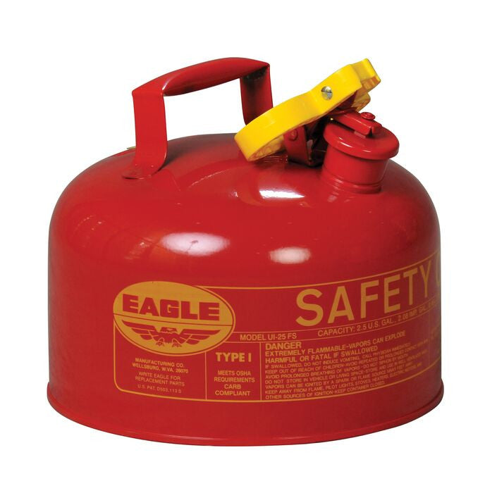 2.5-Gal Eagle Safety Gas Can for Flammables. NO Funnel, Red - manufacturer product image 1