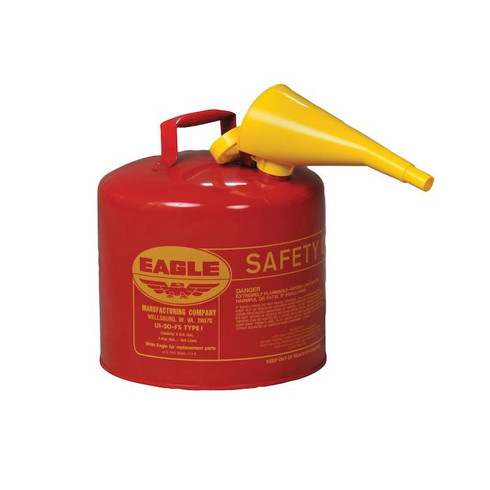 5-Gal Eagle Safety Gas Can for Flammables WITH Funnel, Red - manufacturer product image 1