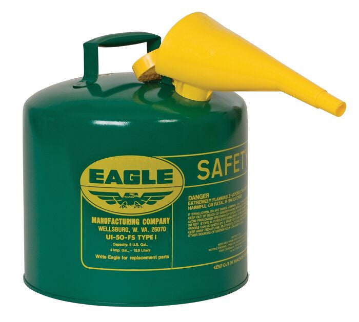 5-Gal Combustibles Safety Can WITH Funnel, Green - manufacturer product image 1