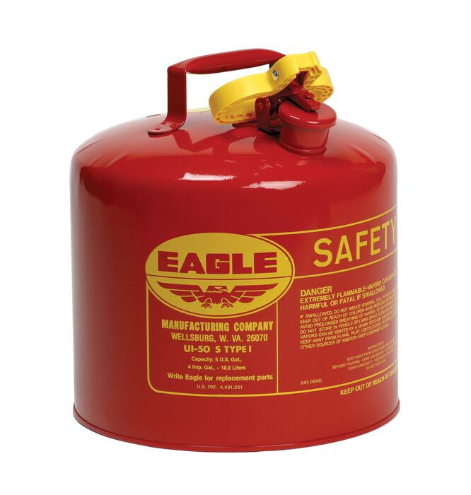 5-Gal Eagle Safety Gas Can for Flammables. NO Funnel, Red - manufacturer product image 1