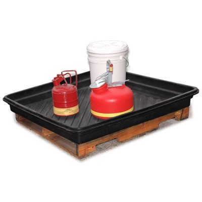 40in Utility Tray Black Poly, 30-Gal Capacity - Spill Containment Trays